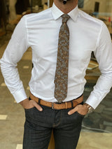 Slim Fit British Collar White Shirt