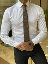 Slim Fit British Collar White Shirt