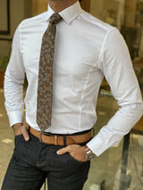 Slim Fit British Collar White Shirt