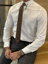 Slim Fit Pitikare Collar Pinned Shirt