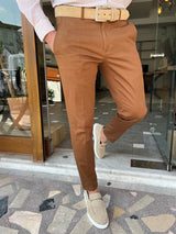Slim Fit Side Pocket Linen Trousers