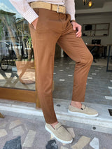 Slim Fit Side Pocket Linen Trousers