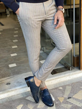 Slim Fit Fabric Trousers With Side Pockets