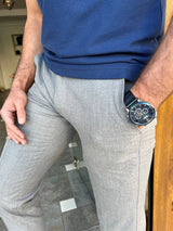 Slim Fit Fabric Trousers with Side Pockets