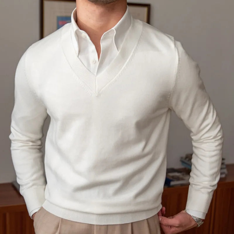 Knitted Long Sleeved V-Neck Sweater