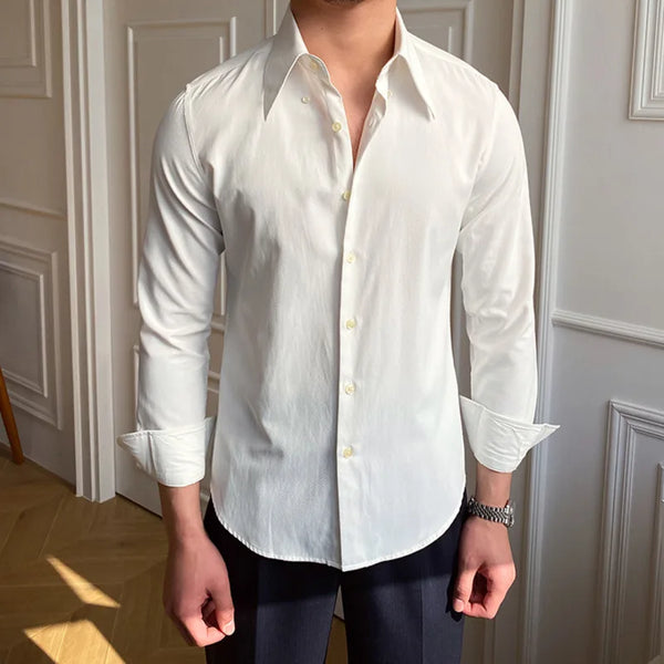 Slim Cuba Collar White Shirt