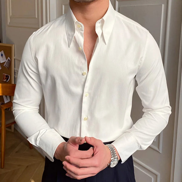 Slim Cuba Collar White Shirt