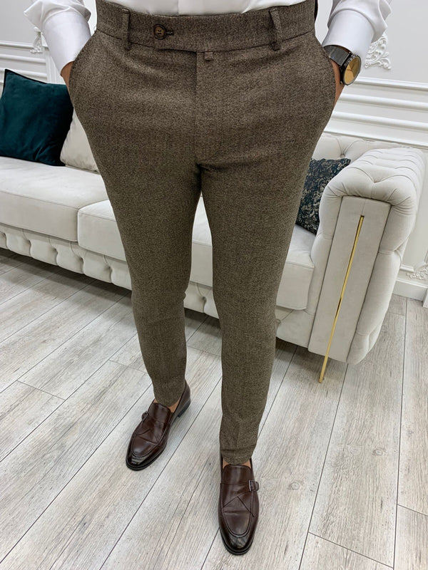 Brown Cropped Canvas Trousers
