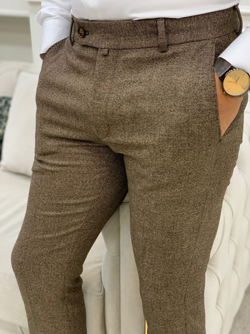 Brown Cropped Canvas Trousers