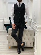Black Slim Fit Wool Suit