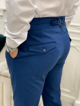 Blue Buckled Canvas Trousers
