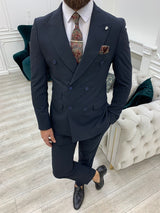 Navy blue Italian Style Slim Fit Double Breasted Suit