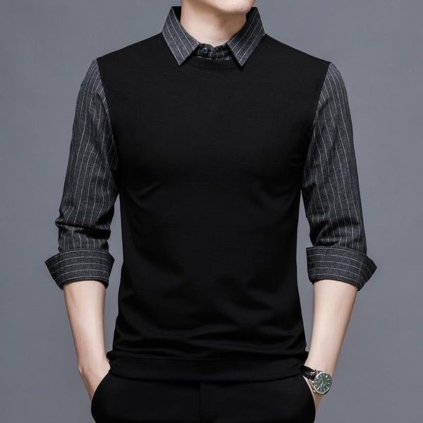 Slim Fit Black Striped Shirt