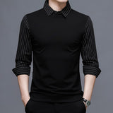 Slim Fit Black Striped Shirt