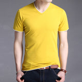 V Neck Solid Colour T-Shirt