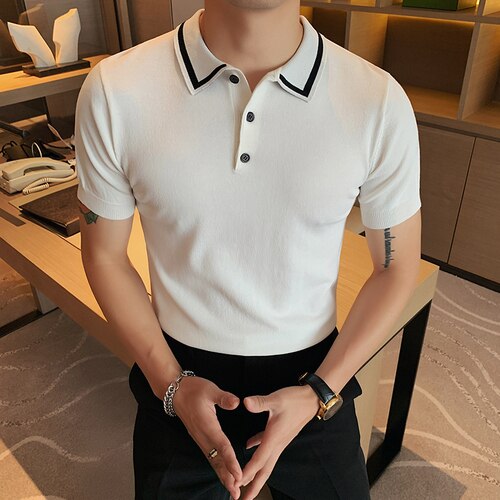 Knitted Slim Fit Polo Shirts