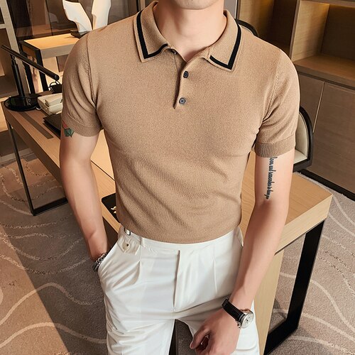 Knitted Slim Fit Polo Shirts