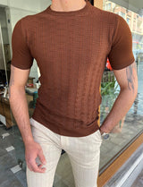 Self Patterned Crew Neck T-shirt