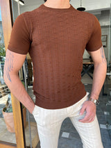 Self Patterned Crew Neck T-shirt