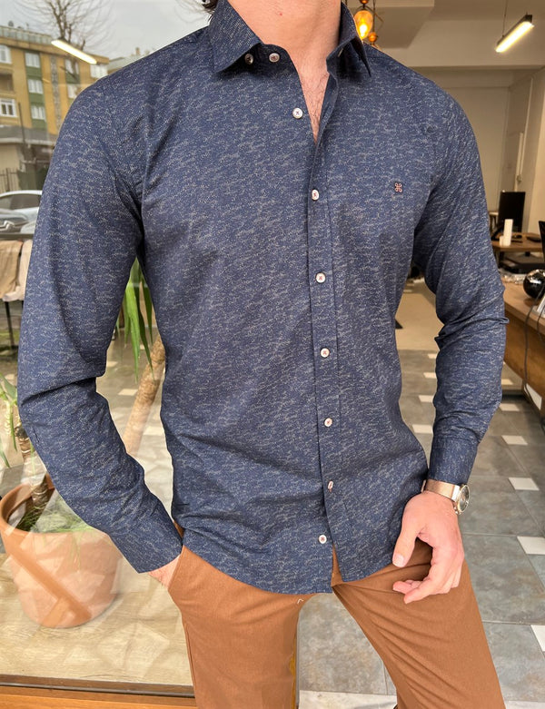 Self Patterned Slim Fit Shirt
