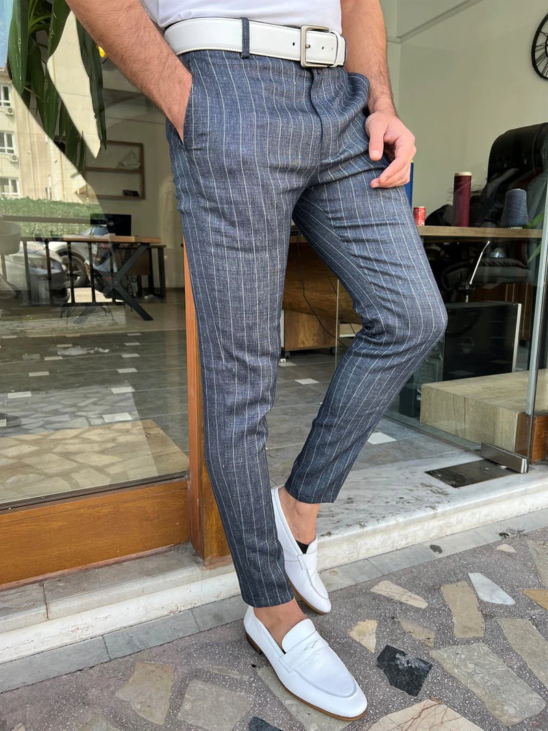 Special Design Striped Canvas Trousers