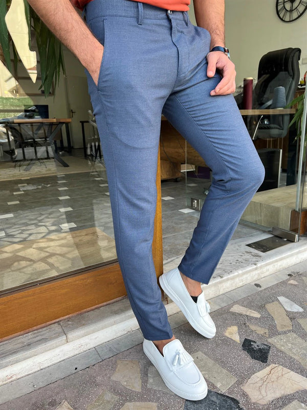 Piticar Slim Fit Fabric Trousers With Side Pockets