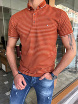 Polo collar Self Patterned T-shirt