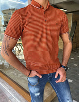 Polo collar Self Patterned T-shirt
