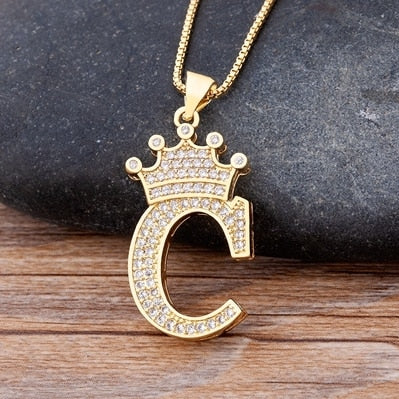 A-Z Crown Alphabet Necklace