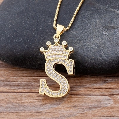 A-Z Crown Alphabet Necklace