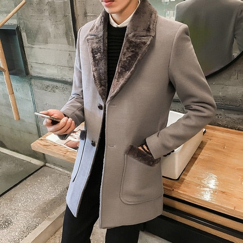 Fur Collar Wool Coat