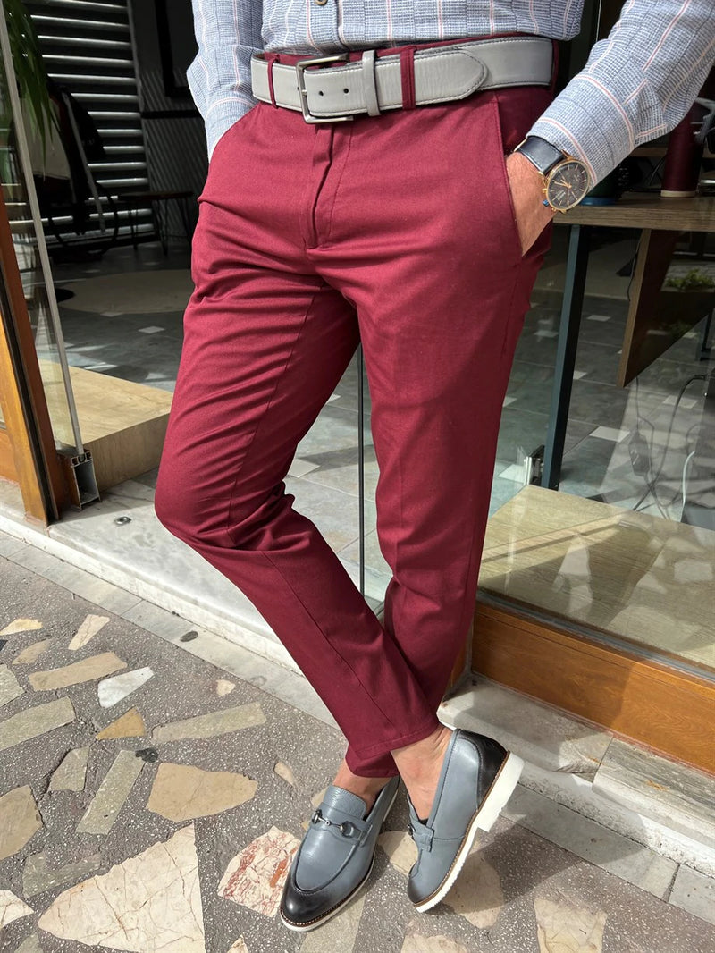 Slim Fit Side Pocket Linen Trousers