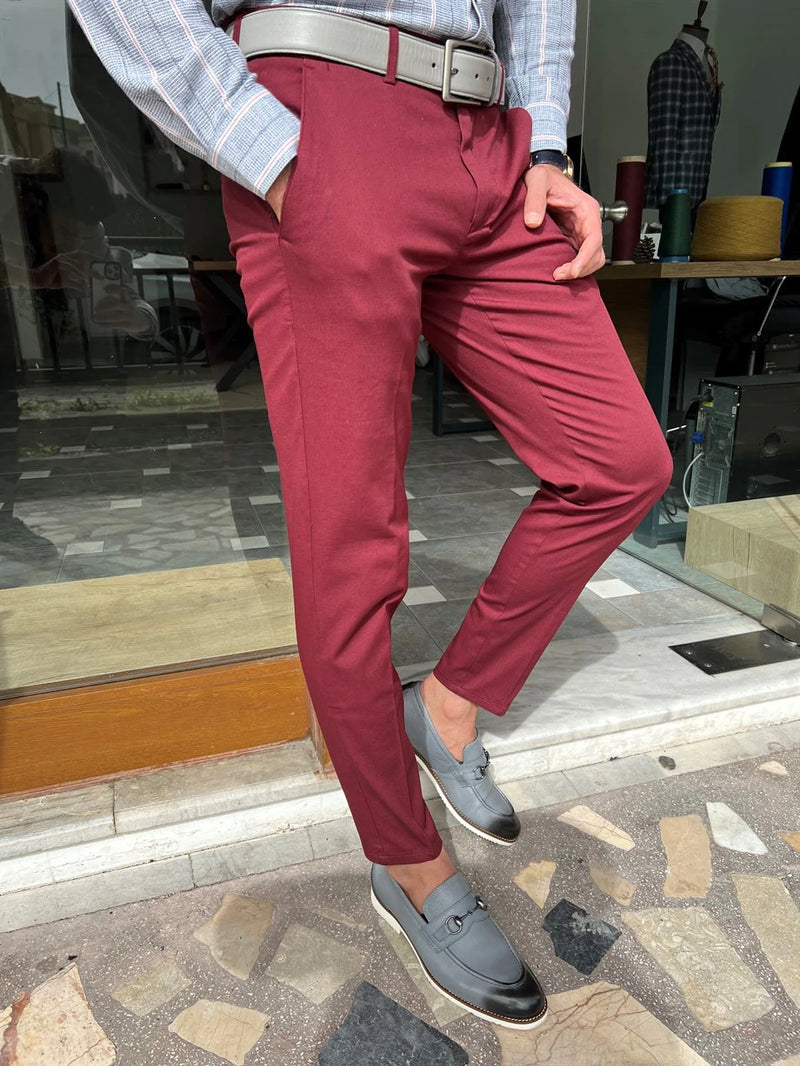 Slim Fit Side Pocket Linen Trousers